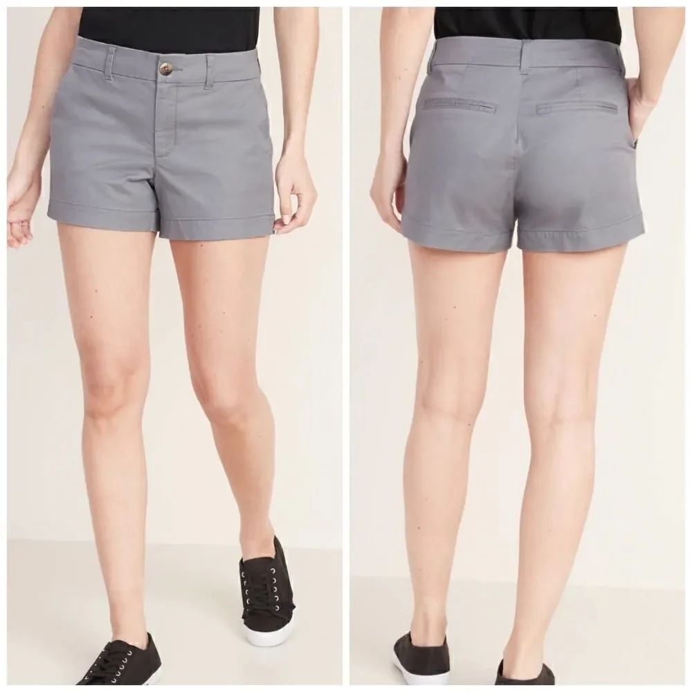 Old Navy gray mid rise twill midi shorts sz 4